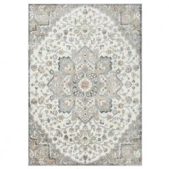 Helen Valeria Ivory/Grey 8 ft. x 10 ft. Medallion Area Rug by Home Dynamix