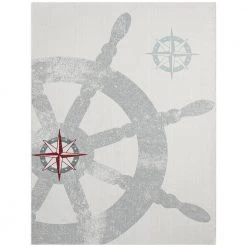 Marine Helm Ivory/Grey 8 ft. x 10 ft. Ship Wheel Indoor/Outdoor Area Rug by Home Dynamix