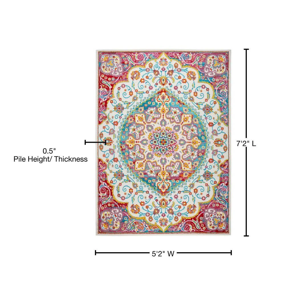 Splash Ivory/Red 5 ft. x 7 ft. Medallion Area Rug by Home Dynamix 11 Splash Ivory/Red 5 ft. x 7 ft. Medallion Area Rug by Home Dynamix - Image 9