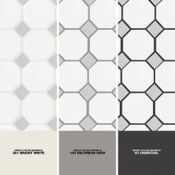 Prologue Matte White 12 in. x 12 in. x 6 mm Glazed Ceramic Octagon/Dot Mosaic Floor and Wall Tile (1 sq. ft./ each) by Daltile -Daltile Sales Store matte white daltile ceramic tile pr922oct44hd1p2 1d 1000