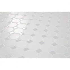 Prologue Matte White 12 in. x 12 in. x 6 mm Glazed Ceramic Octagon/Dot Mosaic Floor and Wall Tile (1 sq. ft./ each) by Daltile -Daltile Sales Store matte white daltile ceramic tile pr922oct44hd1p2 77 1000