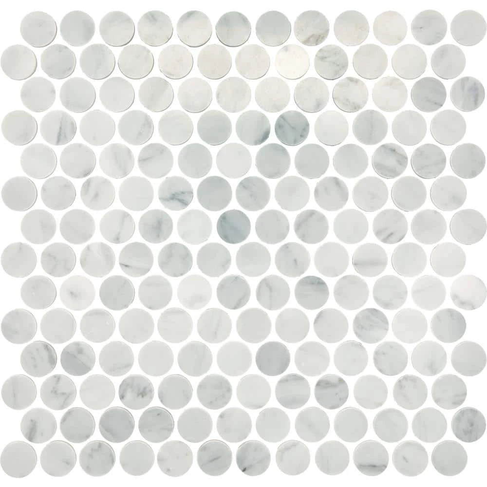 Stone Decorative Accents Mist Marble 12 in. x 11 in. Natural Stone Penny Round Mosaic Tile (9.6 sq. ft./Case) by Daltile 3 Stone Decorative Accents Mist Marble 12 in. x 11 in. Natural Stone Penny Round Mosaic Tile (9.6 sq. ft./Case) by Daltile