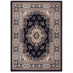 Premium Sakarya Navy Blue/Brown 9 ft. x 12 ft. Medallion Area Rug by Home Dynamix