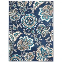 Tremont Lincoln Navy Blue/Grey 8 ft. x 10 ft. Floral Area Rug by Home Dynamix