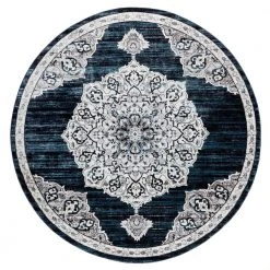 Bazaar Royal Navy Blue 8 ft. Medallion Round Area Rug by Home Dynamix