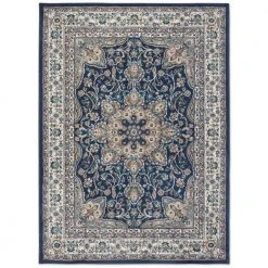 Tremont Magnolia Navy Blue/Ivory 8 ft. x 10 ft. Medallion Area Rug by Home Dynamix