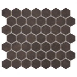 LuxeCraft Hexagon 10 in. x 12 in. x 6.35 mm Obsidian Black Glazed Ceramic Mosaic Tile (0.81 sq. ft./Each) by Daltile