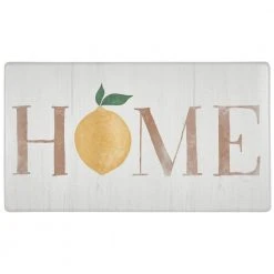 Cozy Living Lemon "Home" Off White 17.5 in. x 30 in. Anti Fatigue Kitchen Mat by Home Dynamix