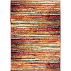 Splash Orange/Blue 3 ft. x 4 ft. Striped Area Rug by Home Dynamix