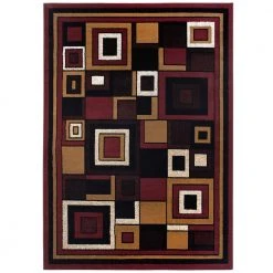 Premium Nikola Red/Brown 5 ft. x 7 ft. Geometric Area Rug by Home Dynamix