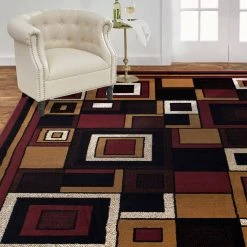 Premium Nikola Red/Brown 5 ft. x 7 ft. Geometric Area Rug by Home Dynamix -Daltile Sales Store red brown home dynamix area rugs 2 7543 200 a0 1000