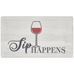 Cozy Living Sip Happens Red 17.5 in. x 30 in. Anti Fatigue Kitchen Mat by Home Dynamix