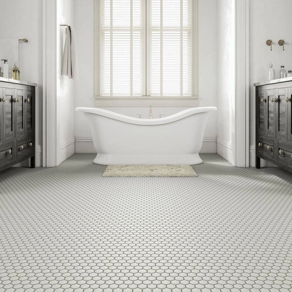 Restore Matte Stone Gray Hexagon 10 in. x 12 in. x 6.35 mm Glazed Ceramic Mosaic Tile (0.81 sq. ft./Each) by Daltile 4 Restore Matte Stone Gray Hexagon 10 in. x 12 in. x 6.35 mm Glazed Ceramic Mosaic Tile (0.81 sq. ft./Each) by Daltile - Image 2