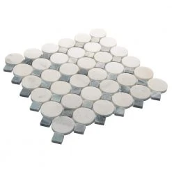 Premier Accents White and Gray Coin 11 in. x 12 in. x 8 mm Stone Mosaic Floor and Wall Tile (0.92 sq. ft./Each) by Daltile -Daltile Sales Store white and gray daltile marble tile pa83coinccms1l c3 1000