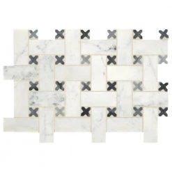 Premier Accents White and Gray Basket Weave 9 in. x 14 in. x 10 mm Natural Stone Mosaic Tile (0.82 sq. ft. / piece) by Daltile