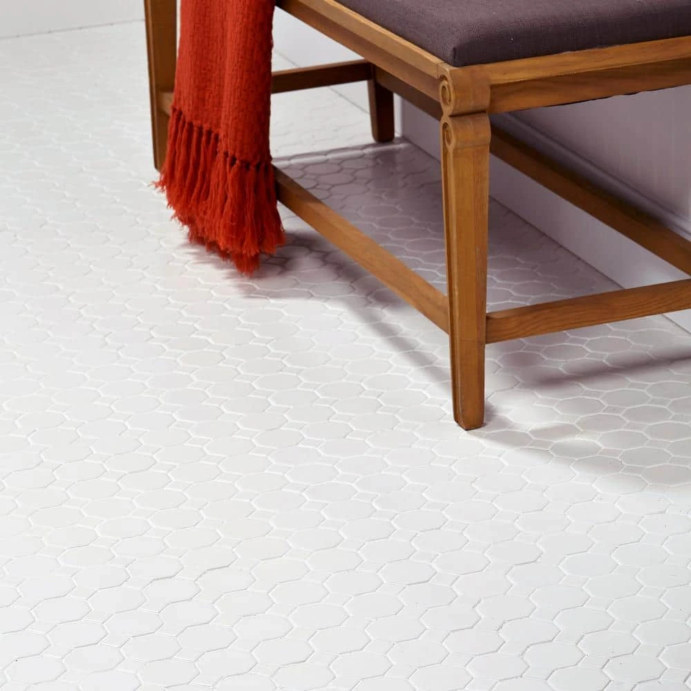 Matte White Octagon Dot 12 in. x 12 in. x 6 mm Ceramic Mosaic Floor and Wall Tile (1 sq. ft./Each) by Daltile 5 Matte White Octagon Dot 12 in. x 12 in. x 6 mm Ceramic Mosaic Floor and Wall Tile (1 sq. ft./Each) by Daltile - Image 3