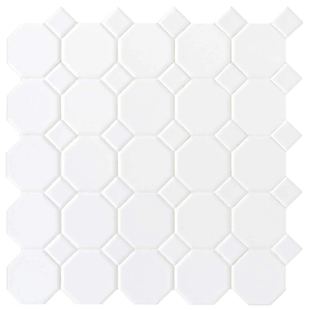 Matte White Octagon Dot 12 in. x 12 in. x 6 mm Ceramic Mosaic Floor and Wall Tile (1 sq. ft./Each) by Daltile 3 Matte White Octagon Dot 12 in. x 12 in. x 6 mm Ceramic Mosaic Floor and Wall Tile (1 sq. ft./Each) by Daltile