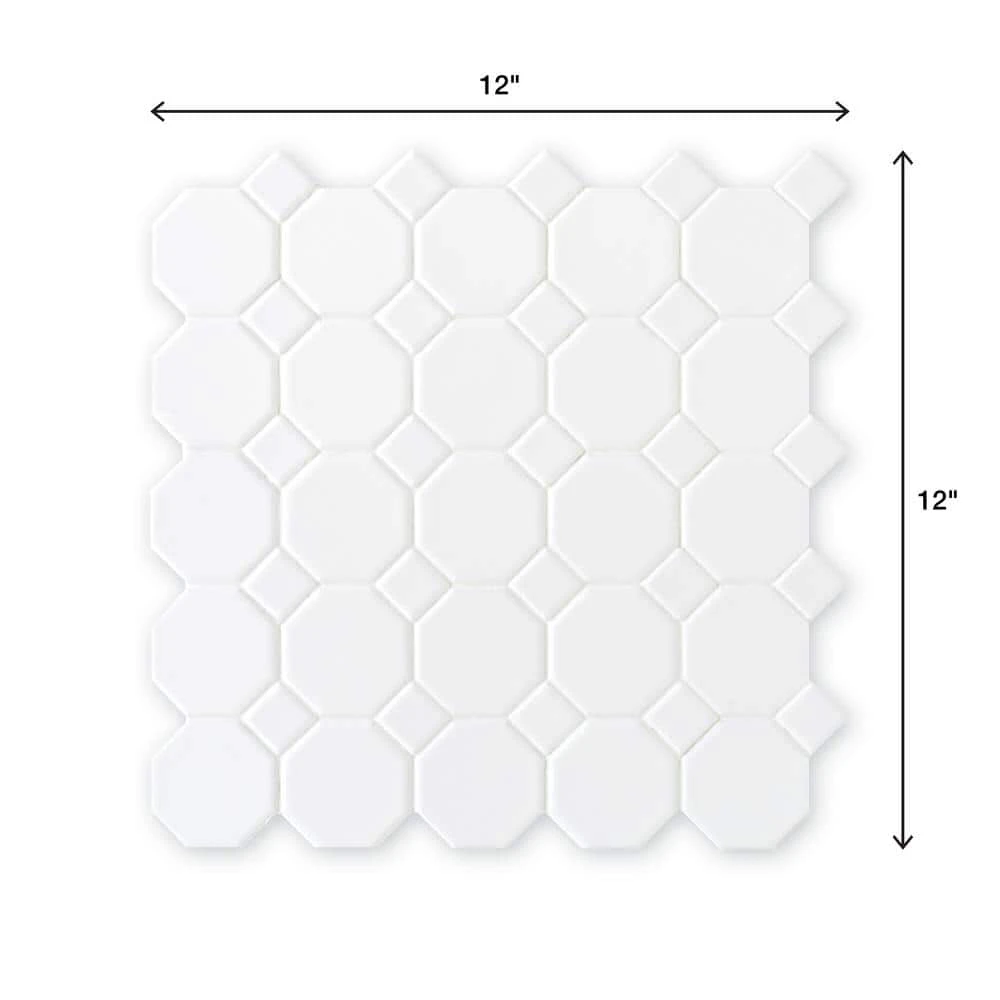 Matte White Octagon Dot 12 in. x 12 in. x 6 mm Ceramic Mosaic Floor and Wall Tile (1 sq. ft./Each) by Daltile 8 Matte White Octagon Dot 12 in. x 12 in. x 6 mm Ceramic Mosaic Floor and Wall Tile (1 sq. ft./Each) by Daltile - Image 6