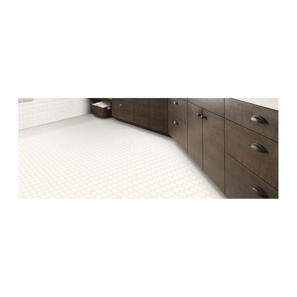 Matte White Octagon Dot 12 in. x 12 in. x 6 mm Ceramic Mosaic Floor and Wall Tile (1 sq. ft./Each) by Daltile 11 Matte White Octagon Dot 12 in. x 12 in. x 6 mm Ceramic Mosaic Floor and Wall Tile (1 sq. ft./Each) by Daltile - Image 9