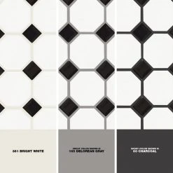 Octagon and Dot Matte White with Black Dot 12 in. x 12 in. x 6 mm Ceramic Mosaic Floor and Wall Tile (1 sq. ft./ Each) by Daltile -Daltile Sales Store white with black dot daltile ceramic tile 65012oct21cc1p2 1d 1000