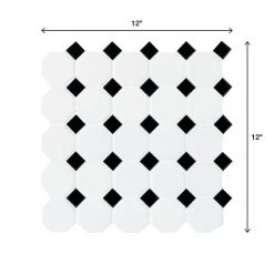 Octagon and Dot Matte White with Black Dot 12 in. x 12 in. x 6 mm Ceramic Mosaic Floor and Wall Tile (1 sq. ft./ Each) by Daltile -Daltile Sales Store white with black dot daltile ceramic tile 65012oct21cc1p2 66 1000